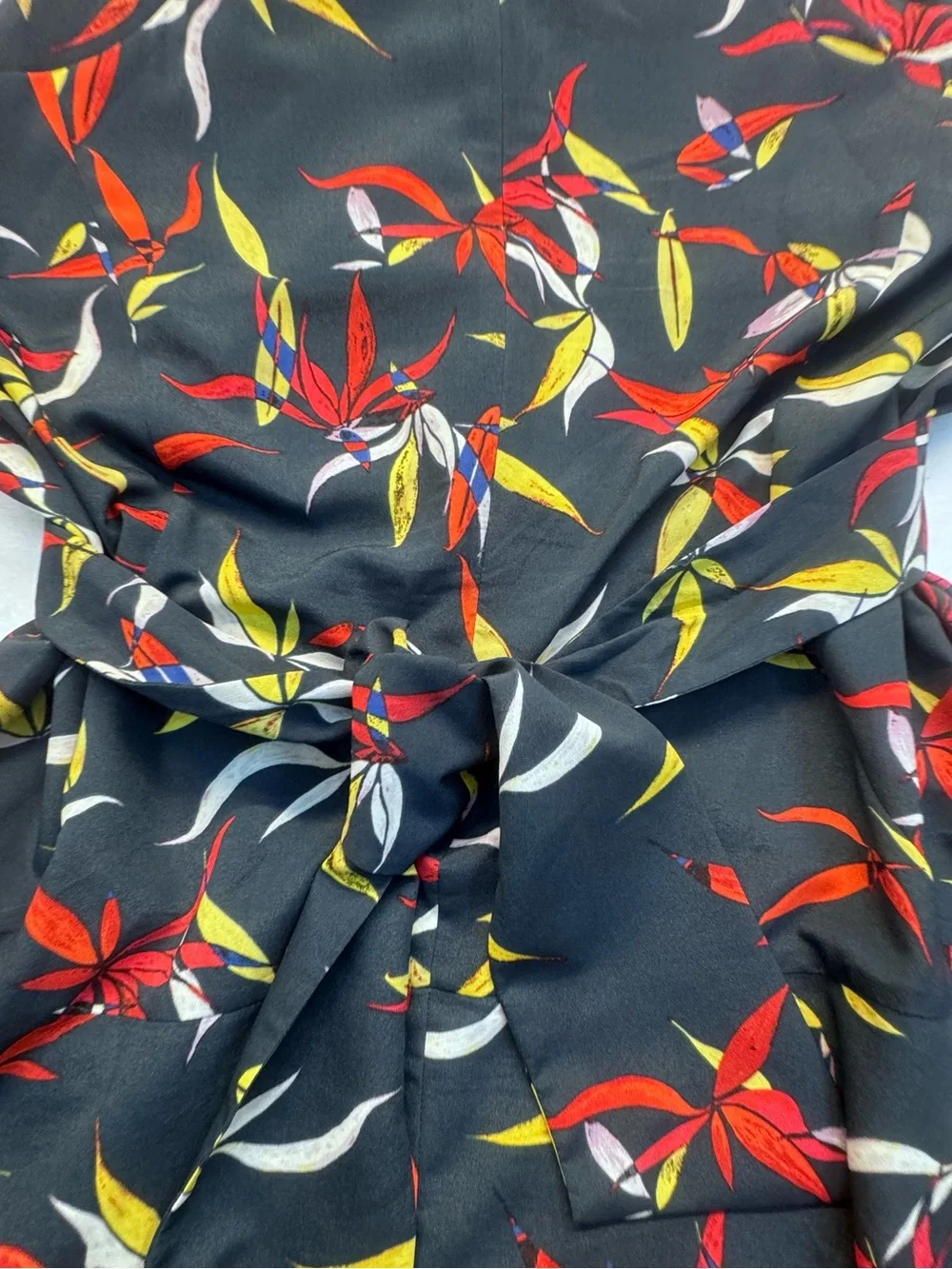 Rachel Roy Sleeveless Floral Midi Dress w/ Tie Back Dark Gray Size XL